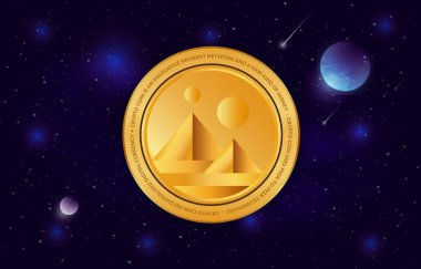 Decntraland-mana kripto para birimi resmi. 3B illüstrasyon.