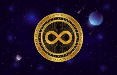 İnternet bilgisayar sanal para birimi logosu. 3d illüstrasyon.