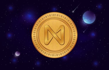 NEAR PROTOCOL coin and logo on digital background. NEAR 3d illustration image.