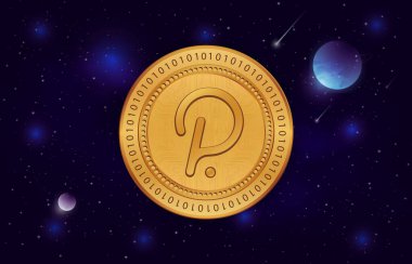 Dijital arkaplanda polkadot-nokta şifreleme resimleri. 3d illüstrasyon.