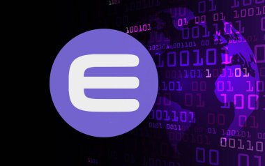 enjin-enj sanal para biriminin dijital arkaplan resmi. 3d illüstrasyon.
