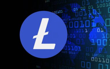  Litoin-ltc sanal para birimi görüşleri. 3d illüstrasyon