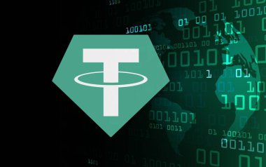 Sanal para birimi logosunu bağla. 3d illüstrasyon.