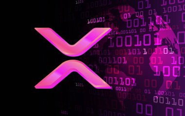  Dalgalanma-Xrp sanal para birimi logosu. 3d illüstrasyon.