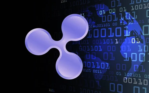 stock image  the ripple-xrp virtual currency logo. 3d illustrations.