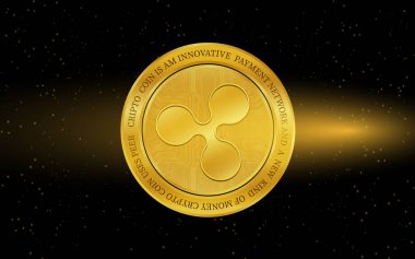  Dalgalanma-Xrp sanal para birimi logosu. 3d illüstrasyon.