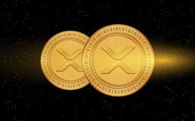  Dalgalanma-Xrp sanal para birimi logosu. 3d illüstrasyon.