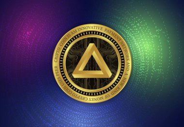 Arpa madeni para biriminin dijital bir arka plandaki görüntüsü. 3d illüstrasyon.