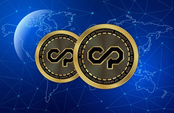 Counterparty-xcp virtual currency images on digital background. 3d illustrations.
