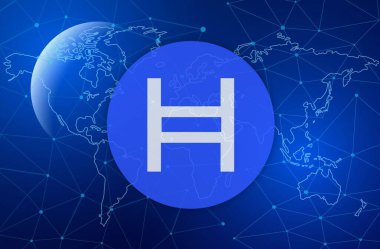 Hedera hashgraph-hbar sanal para birimi resimleri. 3d illüstrasyon.
