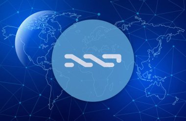 digital background image of nxt virtual currency. 3d illustration.