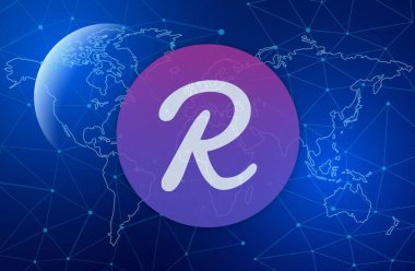 Resif sanal para birimi görüntüleri dijital arkaplanda. 3d illüstrasyon.