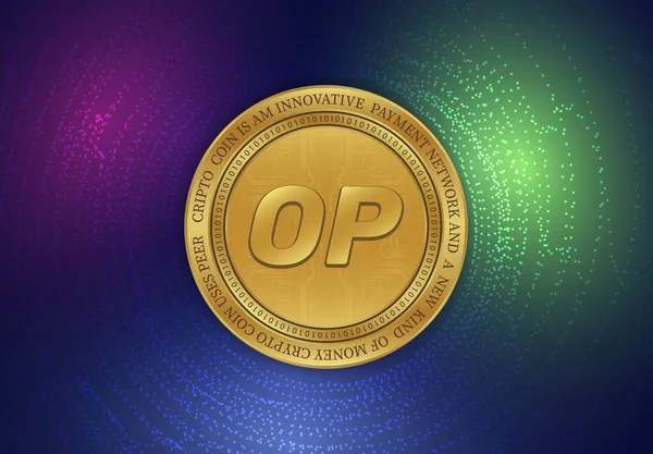 optimism-op virtual currency drawing. 3d illustration
