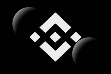 Siyah arkaplanda beyaz kripto para birimi logoları.