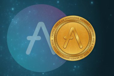 Dijital arkaplanda AVE sanal para birimi resimleri. 3d illüstrasyon