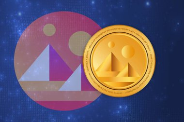 Decntraland-mana kripto para birimi resmi. 3B illüstrasyon.