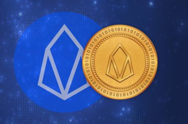 Eos sanal para birimi görüntüleri. Üç boyutlu çizimler. dijital paralar.