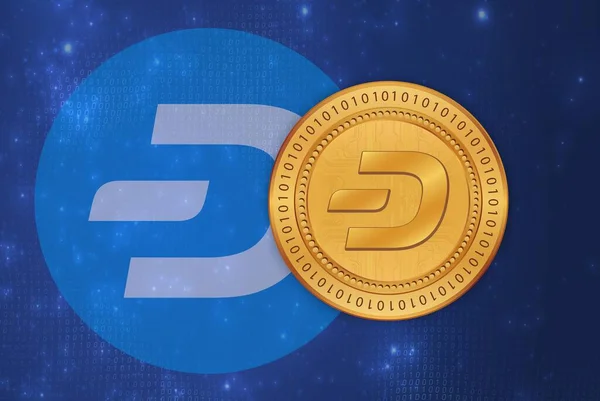 dash virtual currency logo, 3d illustrations.