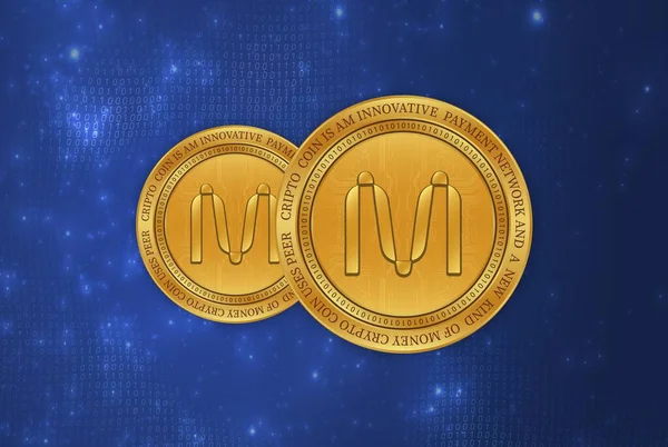 an image of the mina coin virtual currency on a digital background. 3d illustrations.