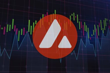 Dijital arkaplanda çığ-avax sanal para birimi görüntüsü. 3d illüstrasyon.