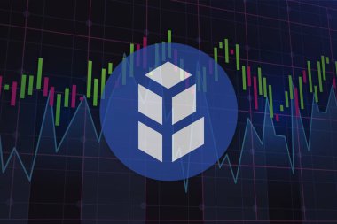 Sayısal arkaplanda bancor-bnt sanal para birimi resmi. 3d illüstrasyon.