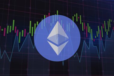 ethereum-eth sanal para birimi resimleri. 3d illüstrasyon.