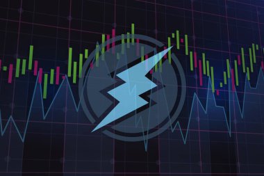 Elektronyum-etn sanal para birimi logosu. 3d çizimler.