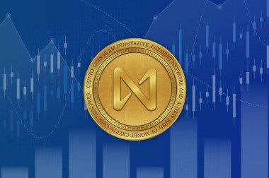 NEAR PROTOCOL coin and logo on digital background. NEAR 3d illustration image.