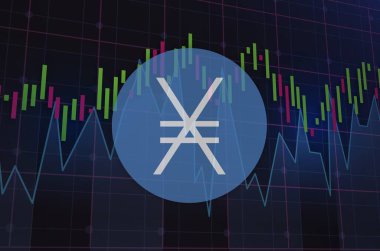 Dijital arka planda nano-xno sanal para birimi görüntüleri. 3d illüstrasyon.