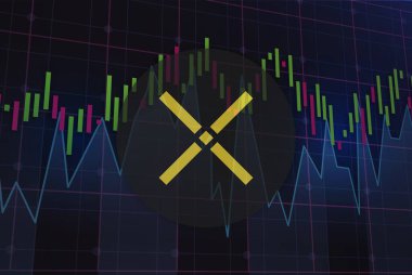 Pundi x-pundix şifreleme resimleri dijital arkaplanda. 3d illüstrasyon.