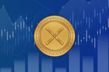 Pundi x-pundix şifreleme resimleri dijital arkaplanda. 3d illüstrasyon.