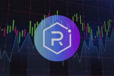 raydium-ray virtual currency image in the digital background. 3d illustrations.