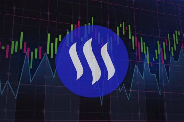 Dijital arkaplanda sanal para birimi görüntüleri var. 3d illüstrasyon.