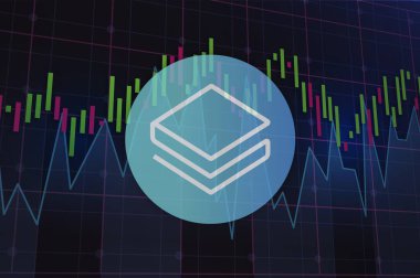 Dijital arkaplanda stratis-strax sanal para birimi görüntüleri. 3d illüstrasyon.