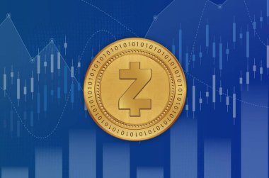 Zcash-zec sanal para biriminin dijital arkaplan resmi. 3d illüstrasyon.