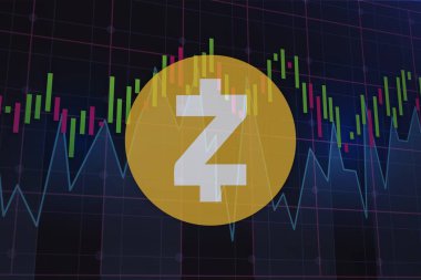 Zcash-zec sanal para biriminin dijital arkaplan resmi. 3d illüstrasyon.