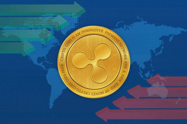  Dalgalanma-Xrp sanal para birimi logosu. 3d illüstrasyon.