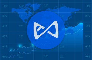Eksen sonsuz-eksenler dijital arkaplanda sanal para birimi görüntüsü. 3d illüstrasyon.