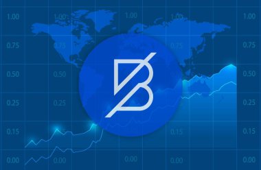 dijital arkaplanda bantlı sanal para birimi görüntüsü. 3d illüstrasyon.