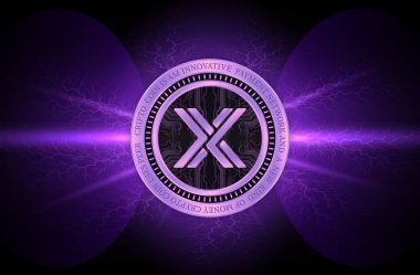 Değişmez x-imx sanal para birimi resimleri. 3d illüstrasyon.