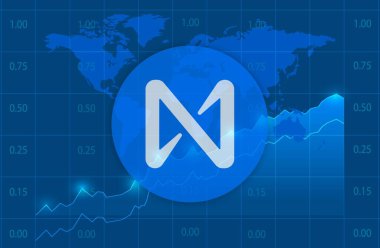 Dijital arka planda Protokol madeni para ve logonun yanında. 3d illüstrasyon resminin yanında.