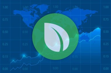 Dijital arkaplanda Peercoin-peer şifreli para birimi resimleri. 3d illüstrasyon.