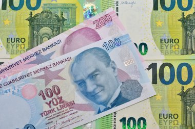 Çeşitli ülkelerin banknotlarının görüntüleri. Euro ve Türk Lirası fotoğrafları.