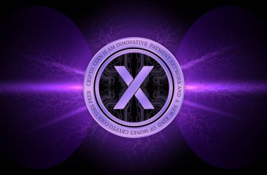Dijital arkaplanda dydx şifreleme resmi. 3d illüstrasyon.