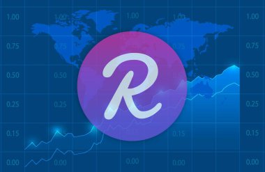 Resif sanal para birimi görüntüleri dijital arkaplanda. 3d illüstrasyon.