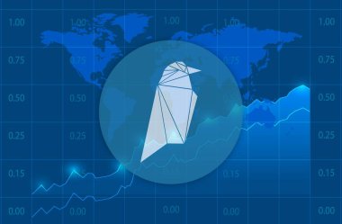 Ravencoin-Rvn dijital arkaplanda şifreli para birimi görüntüleri. 3d illüstrasyon.