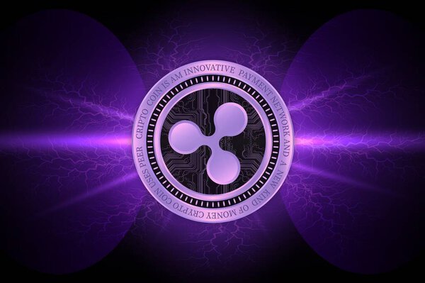  логотип виртуальной валюты ripple-xrp. 3d иллюстрации.