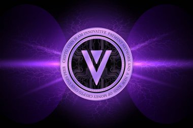 dijital arkaplanda verge-xvg sanal para birimi resmi. 3d illüstrasyon.