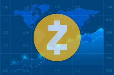 Zcash-zec sanal para biriminin dijital arkaplan resmi. 3d illüstrasyon.