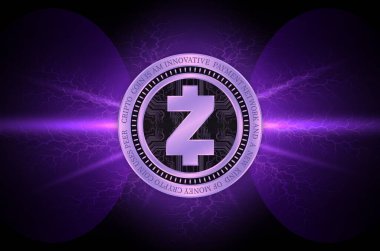 Zcash-zec sanal para biriminin dijital arkaplan resmi. 3d illüstrasyon.